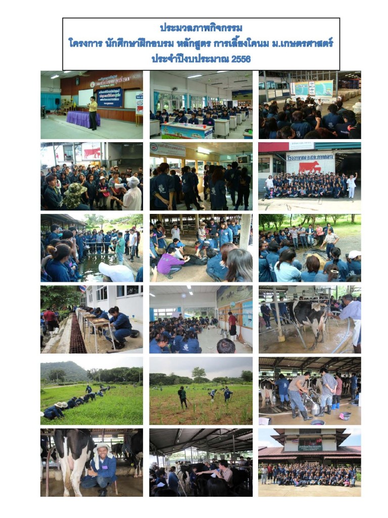 ประมวลภาพโครงการ นักศึกษาฝึกอบรม หลักสูตร การเลี้ยงโคนม ม.เกษตรศาสตร์